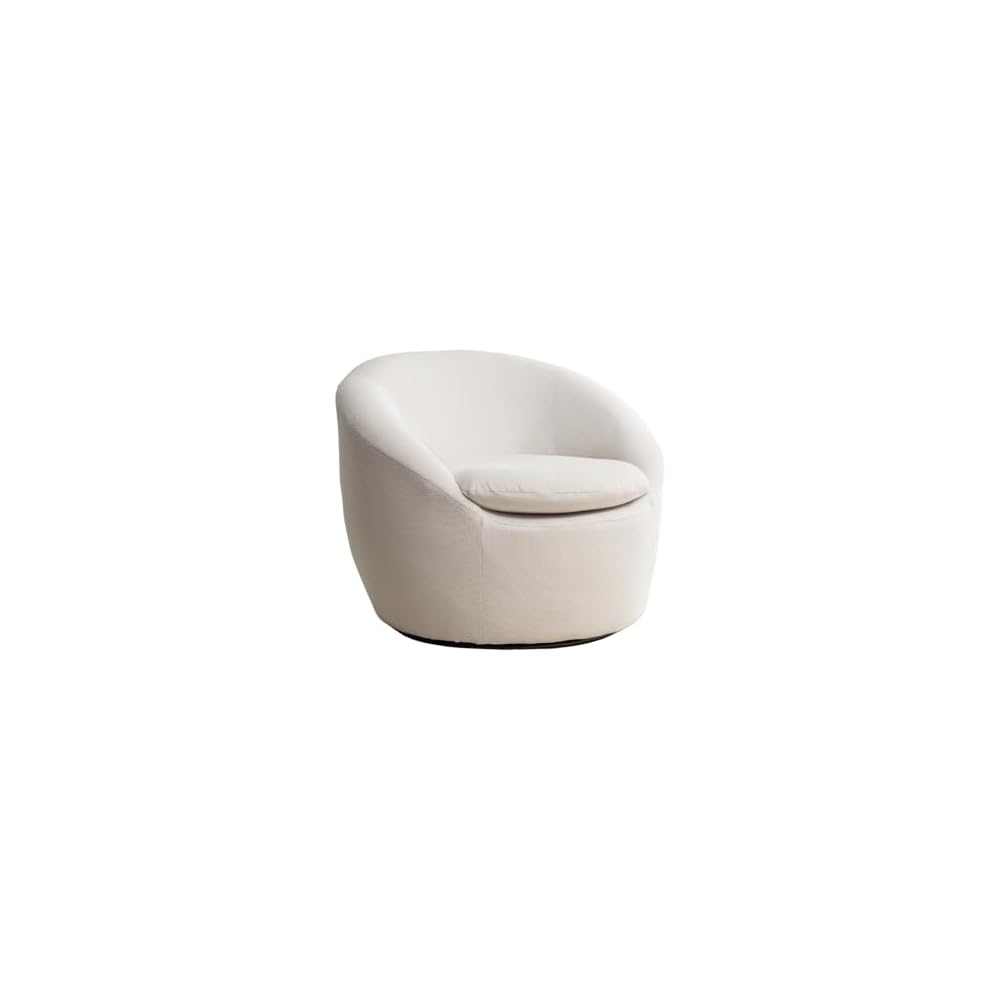 Roundhill Furniture Winnie Modern 360° Swivel Fabric Barrel Chair, White