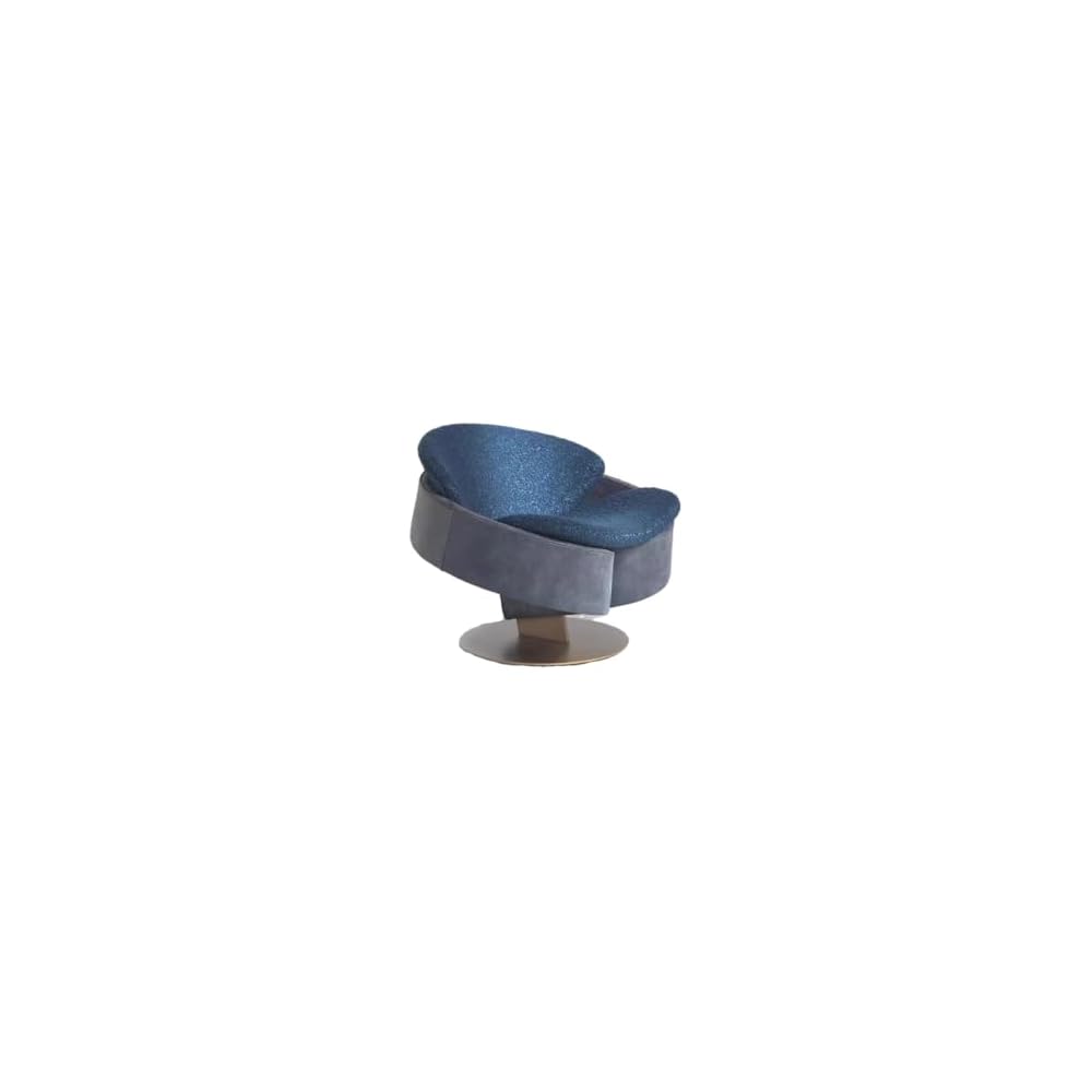 Modern Swivel Accent Chair, Upholstered Barrel Lounge Chair with Metal Base, Contemporary Single Sofa Chair for Living Room Bedroom Office (Blue)