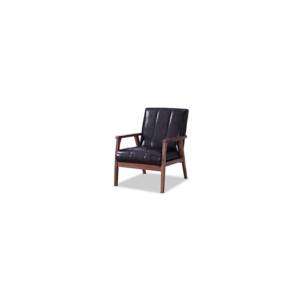 Baxton Studio BBT8011A2-Black Living-Room-Chairs, Medium, Leather, Black