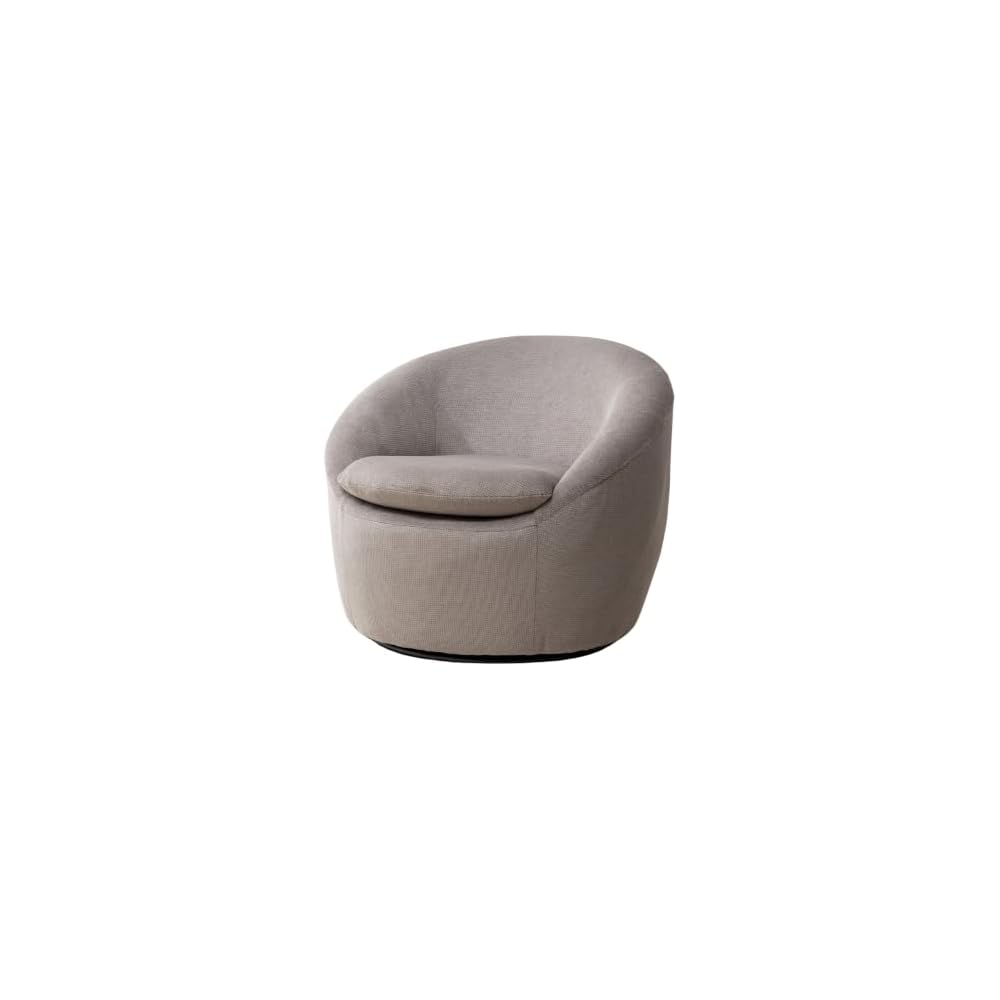Roundhill Furniture Winnie Modern 360° Swivel Fabric Barrel Chair, White