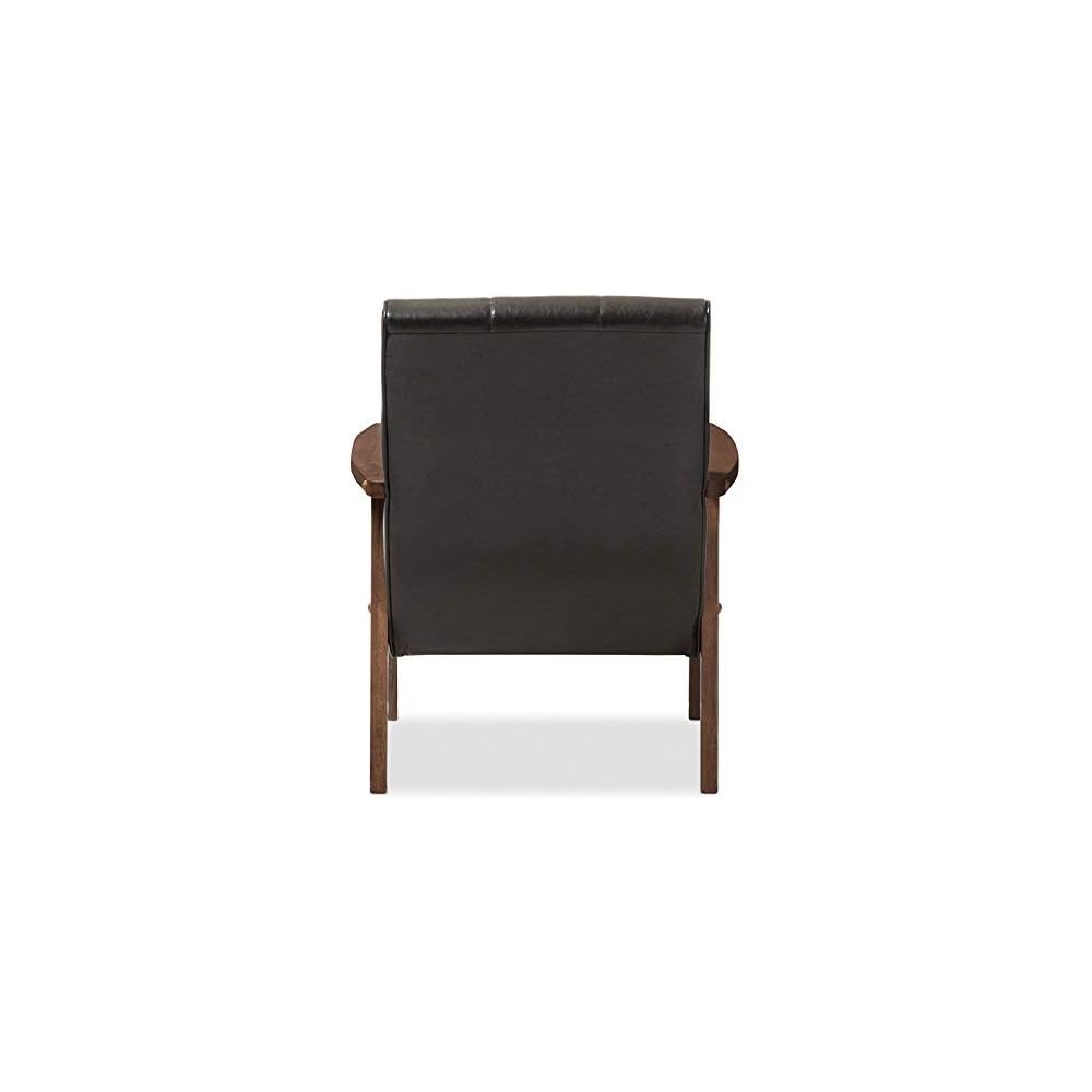 Baxton Studio BBT8011A2-Black Living-Room-Chairs, Medium, Leather, Black