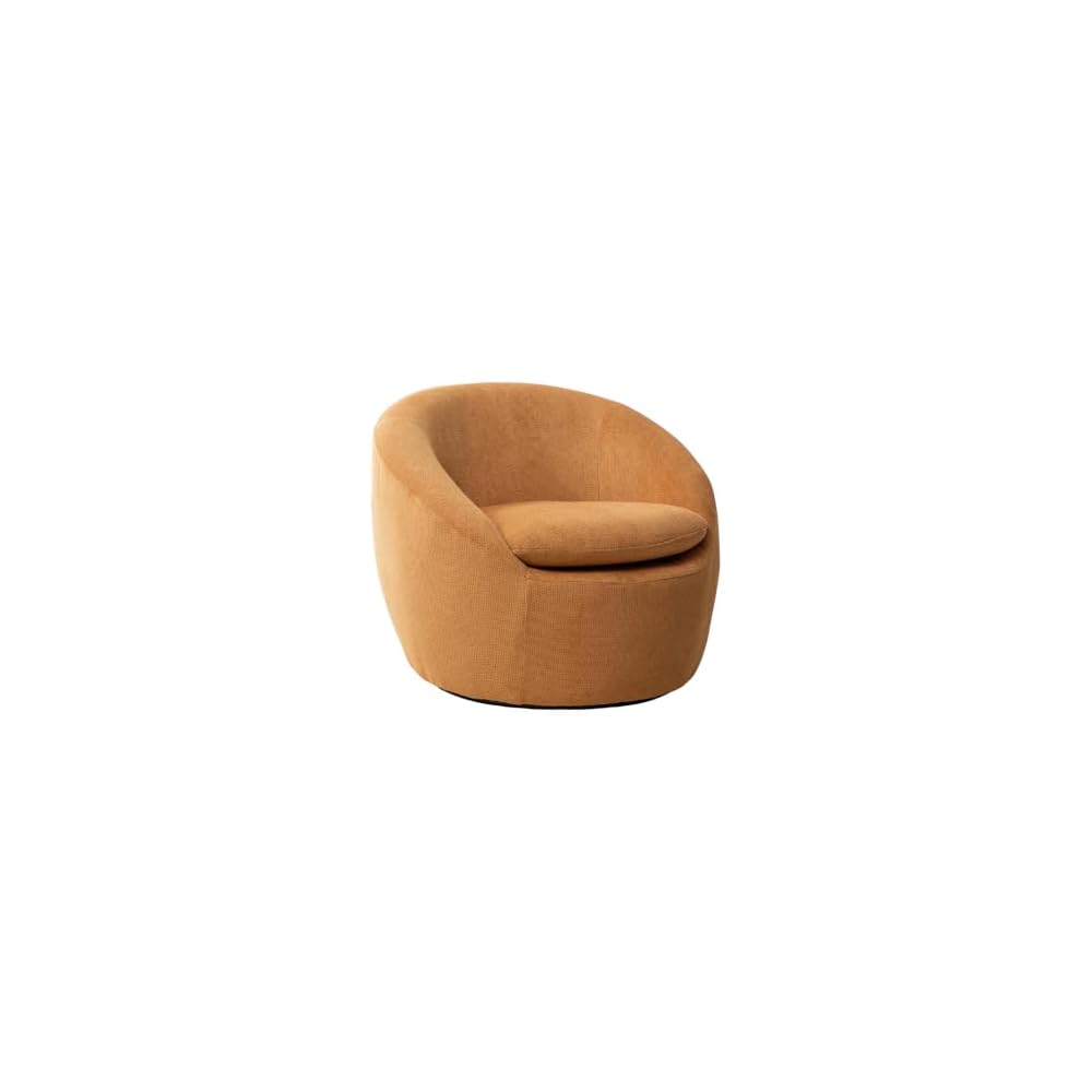 Roundhill Furniture Winnie Modern 360° Swivel Fabric Barrel Chair, White