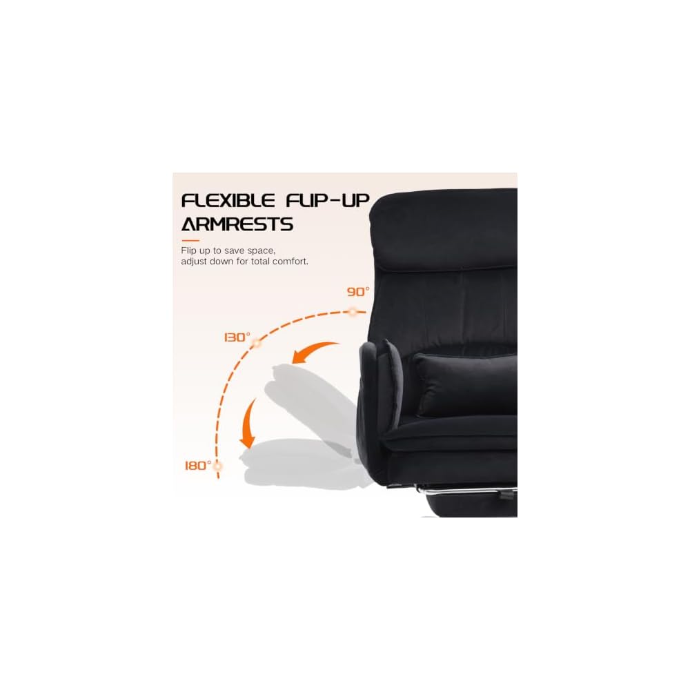 Wide Cross Legged Office Chair for Big and Tall with Footrest,Black