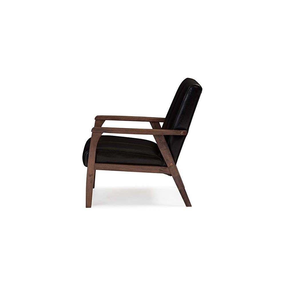 Baxton Studio BBT8011A2-Black Living-Room-Chairs, Medium, Leather, Black