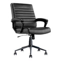 Pemberly Row Ergonomic Mid Back Desk Chair, Bonded Leather Upholstery, Black Finish, Adjustable Height, 5 in Seat Cushion, Heavy Duty Metal Base, Smooth Rolling Casters, Office or Home Use