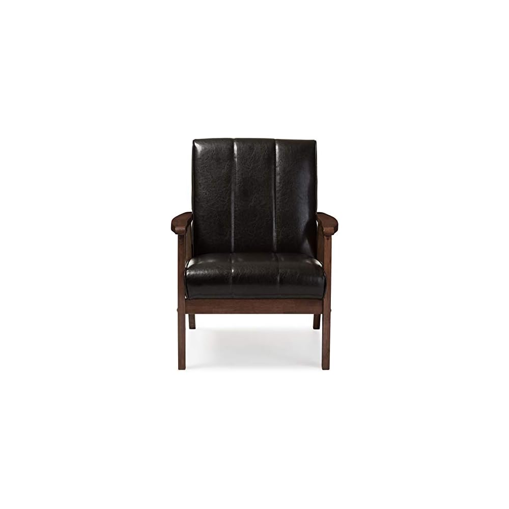 Baxton Studio BBT8011A2-Black Living-Room-Chairs, Medium, Leather, Black