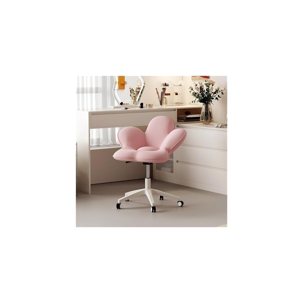 Pink Swivel Chair - Flower Shaped Backrest Office Chair, Vanity & Reading Chair for Home Office & Dressing Room, Stylish Multi-Purpose Seating Solution