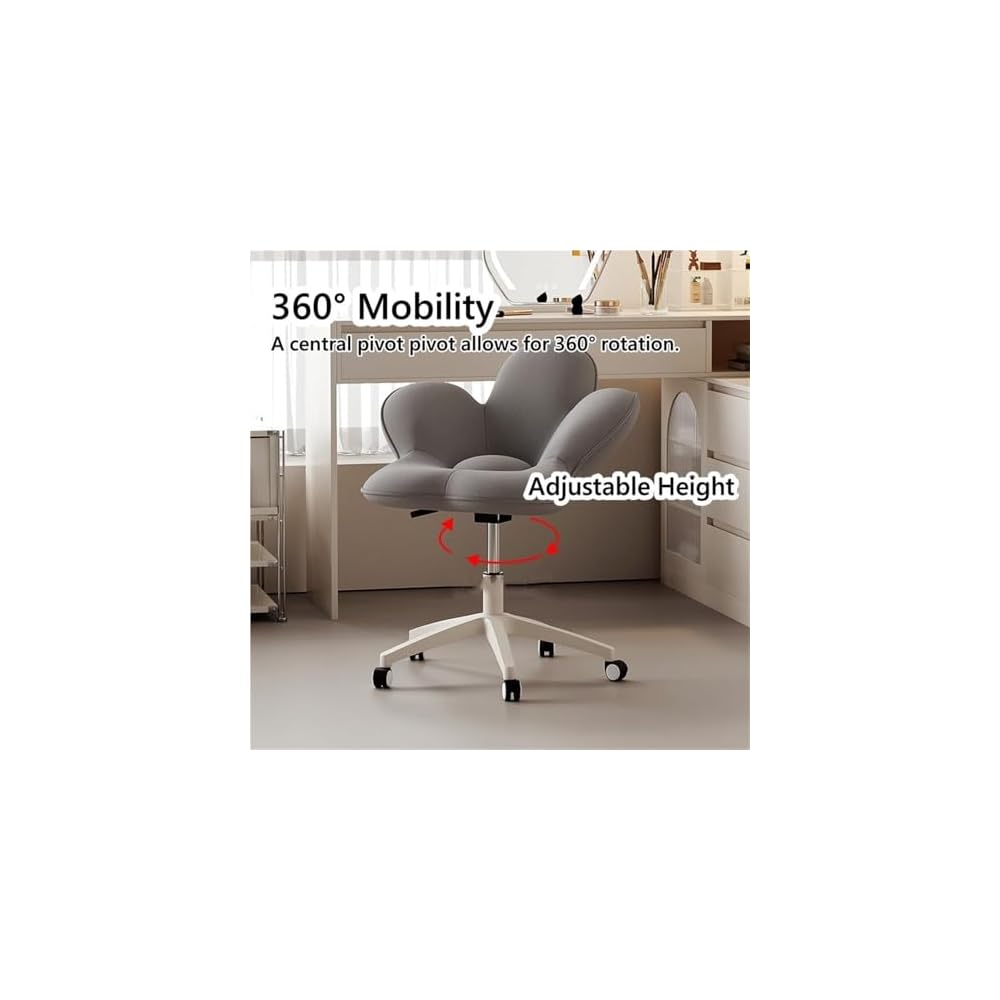 Pink Swivel Chair - Flower Shaped Backrest Office Chair, Vanity & Reading Chair for Home Office & Dressing Room, Stylish Multi-Purpose Seating Solution