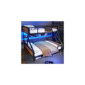 Queen Over King Bunk Bed, Metal Bunk Bed with Storage Shelves and Lights, Space-Saving & Noise-Free Design, Black