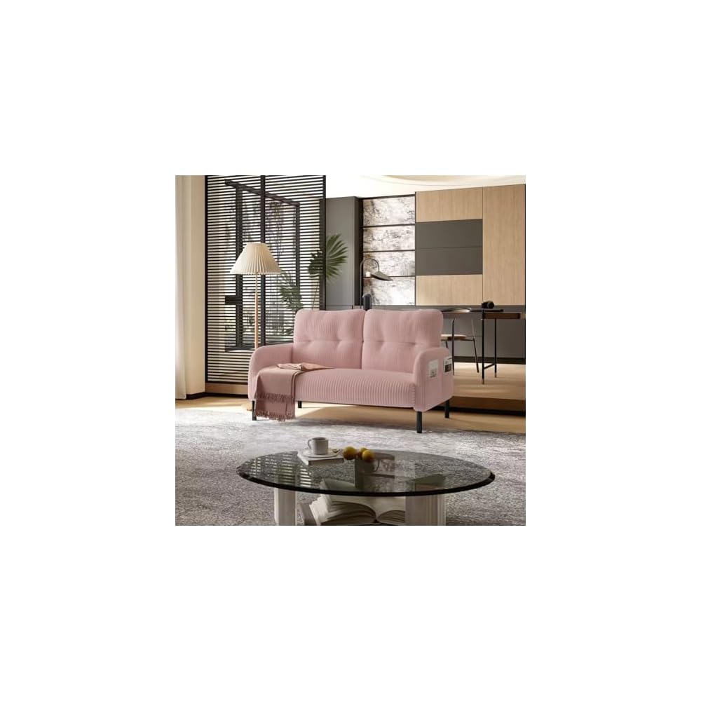 Pink Small Loveseat Couch for Small Spaces, Mini Sofa for Bedroom
