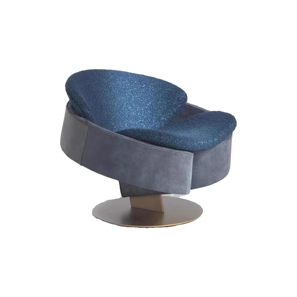 Modern Swivel Accent Chair, Upholstered Barrel Lounge Chair with Metal Base, Contemporary Single Sofa Chair for Living Room Bedroom Office (Blue)
