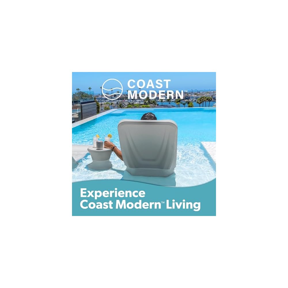 Coast Modern in Pool Lounge Chair - Waterproof & Weighted Chaise Lounger - Outdoor Pool Furniture for Patio or in Baja Shelf - Gray