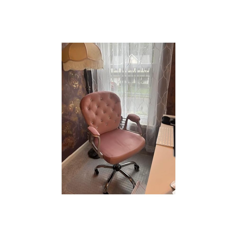 Vinsetto Velvet Home Office Chair Button Tufted Padded Armrests Gray