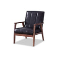 Baxton Studio BBT8011A2-Black Living-Room-Chairs, Medium, Leather, Black