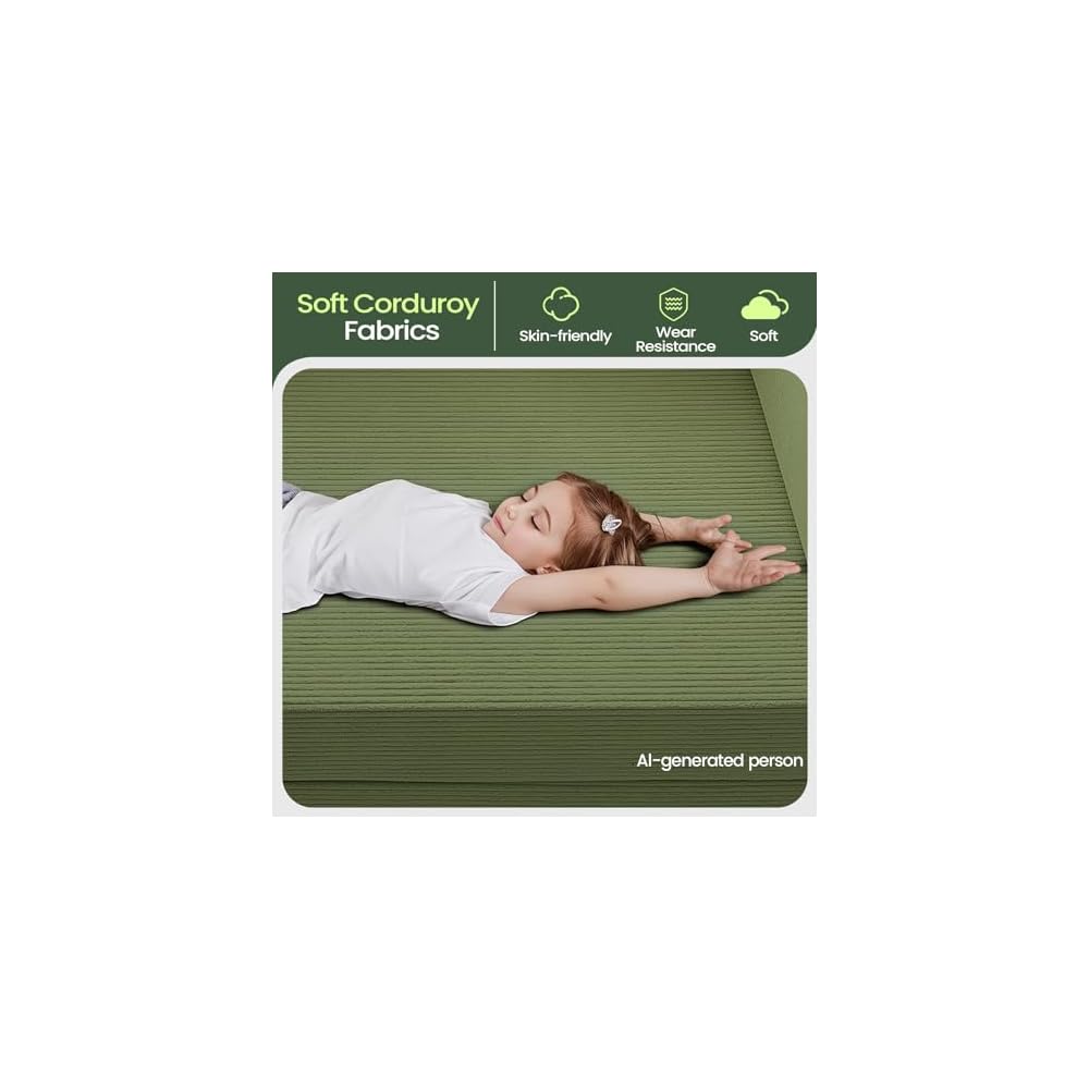 Convertible Sleeper Sofa Bed Corduroy Upholstered Modular Floor Couch Queen/King Size Foldable Futon with futon Memory Foam for Apartment Living Room Bedroom