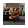 Brown Leather Swivel Accent Chair with Metal Star Base