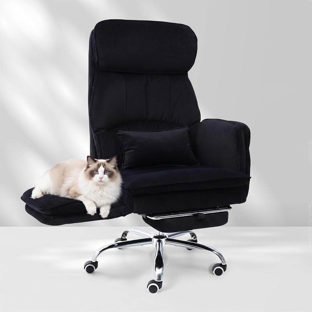 Wide Cross Legged Office Chair for Big and Tall with Footrest,Black