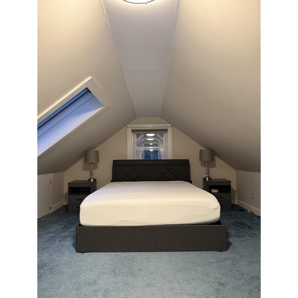 VASAGLE Full Bed Frame, 4 Storage Drawers on Wheels, Charging Station