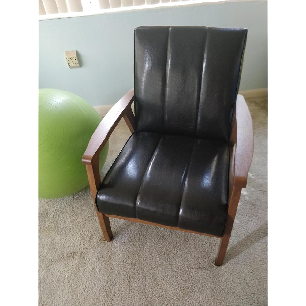 Baxton Studio BBT8011A2-Black Living-Room-Chairs, Medium, Leather, Black