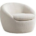 Roundhill Furniture Winnie Modern 360° Swivel Fabric Barrel Chair, White