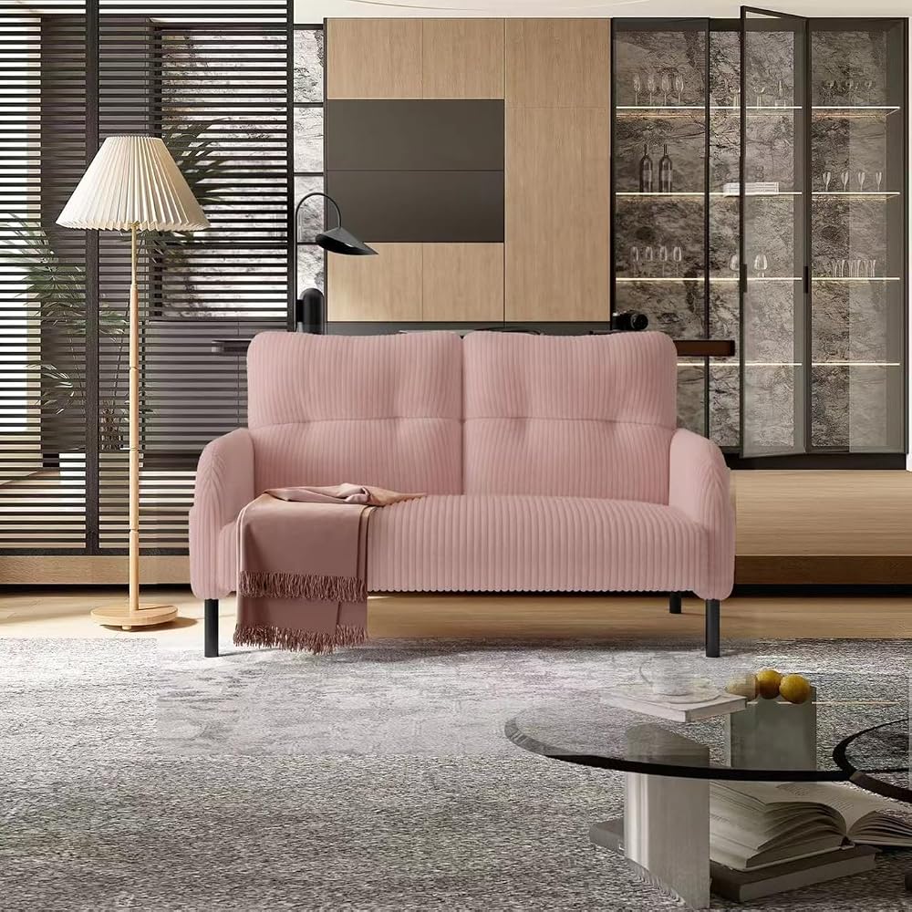 Pink Small Loveseat Couch for Small Spaces, Mini Sofa for Bedroom