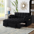 Black Velvet Sleeper Sofa Couch Bed, 4 in 1 Small Modern Convertible Loveseat Futon Sofa with Pullout Bed and Adjustable Backrest for Small Space Living Room Apartment Office Studio Lounge Reading