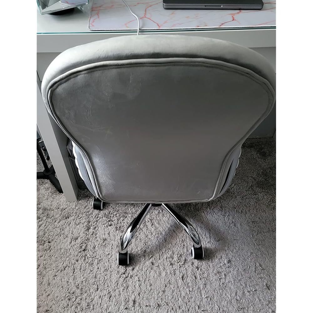 Vinsetto Velvet Home Office Chair Button Tufted Padded Armrests Gray