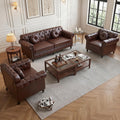 3 Seater Sofa with 2 Chair, Faux Leather Oversized Couch Couch Set, Small Living Room Sofa Set for Apartment with Solid Wood Legs, Assembly Required